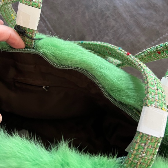 Hananel Lime Green Tweed Purse Bag NWT - Picture 4 of 5